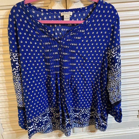 Lucky brand royal and black blouse Size XL